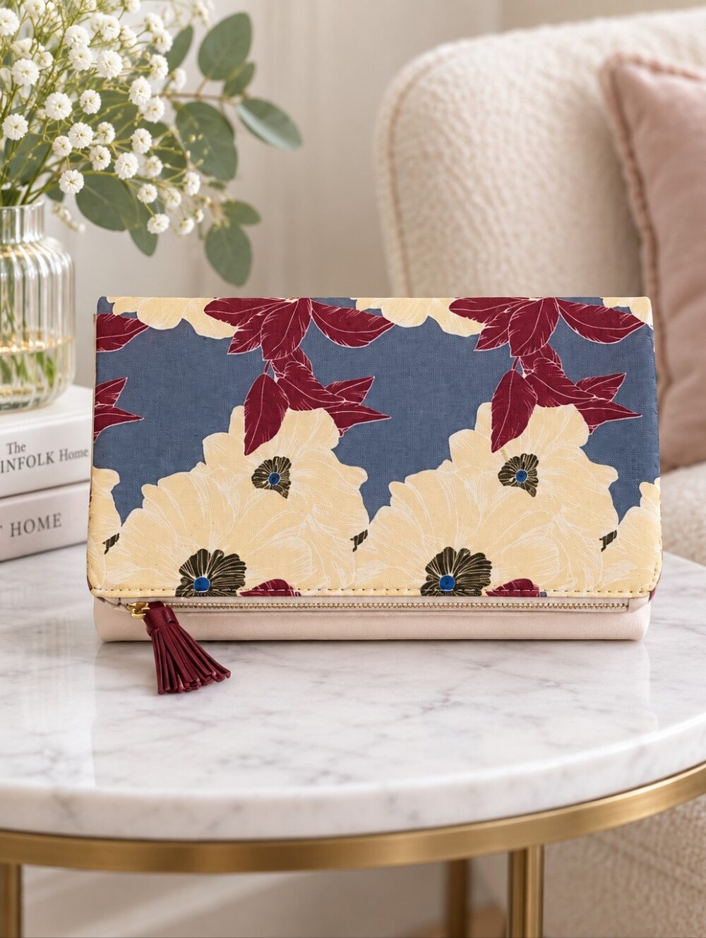 RACHEL PALLY | Reversible Floral Foldover Clutch Tassel Zip Bag | EUC ✨